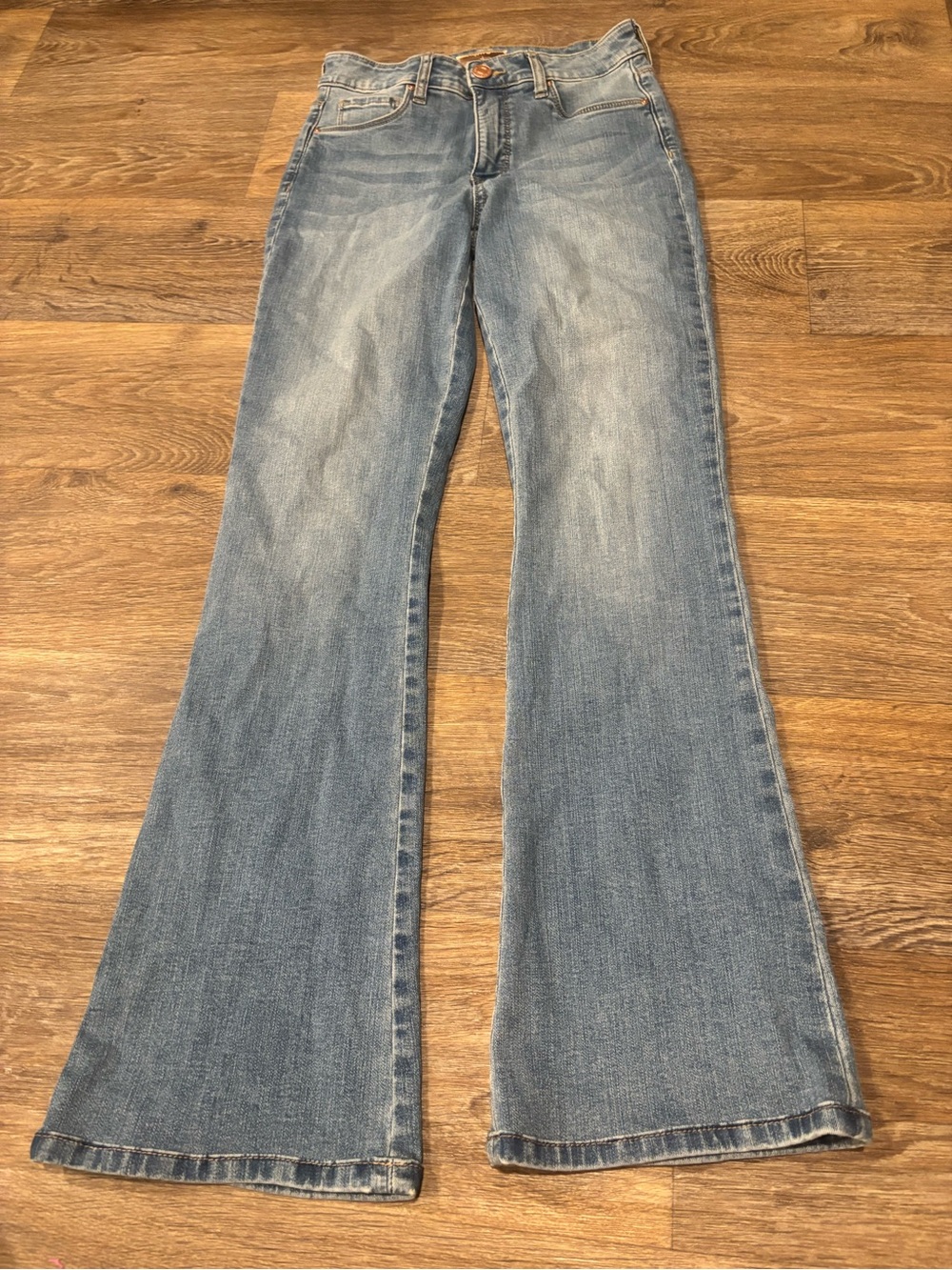 KUT from the Kloth Ana Fab Ab Flare Jeans High Rise Faded Medium Wash Sz 0